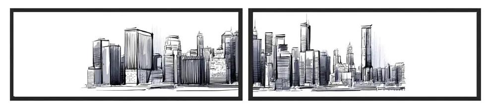 Rivièra Maison - Wall Art Manhattan Skyline 2x 80x30 - Kleur: zwart