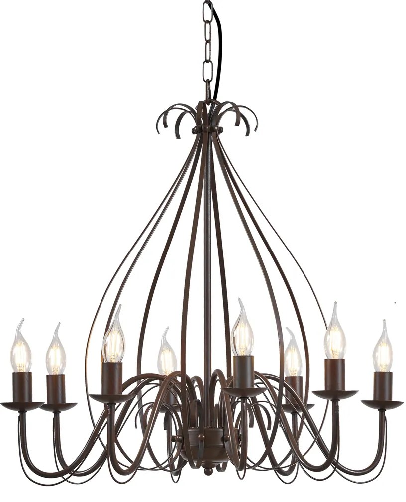Eettafel / Eetkamer Klassieke kroonluchter roestbruin 8-lichts - Giuseppe Klassiek / Antiek, Landelijk / Rustiek E14 rond Binnenverlichting Lamp