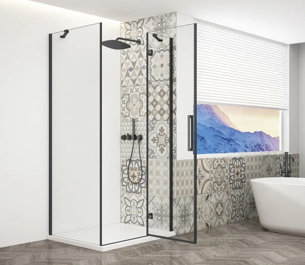 Gelco Trinity douchecabine met helder glas 90x120cm rechts zwart mat