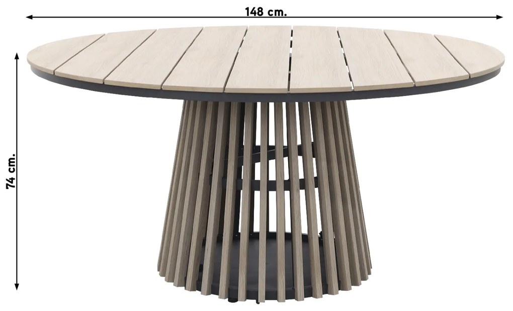 Jasmine Naturel/GI Trinxa 6-persoons ronde dining tuinset Ø148 cm.