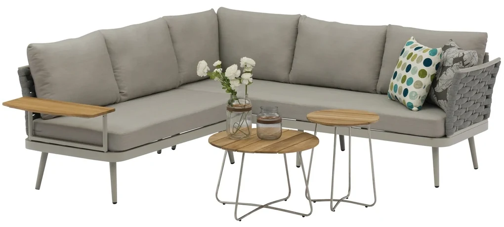 Santorini hoek loungeset 4 delig aluminium rope