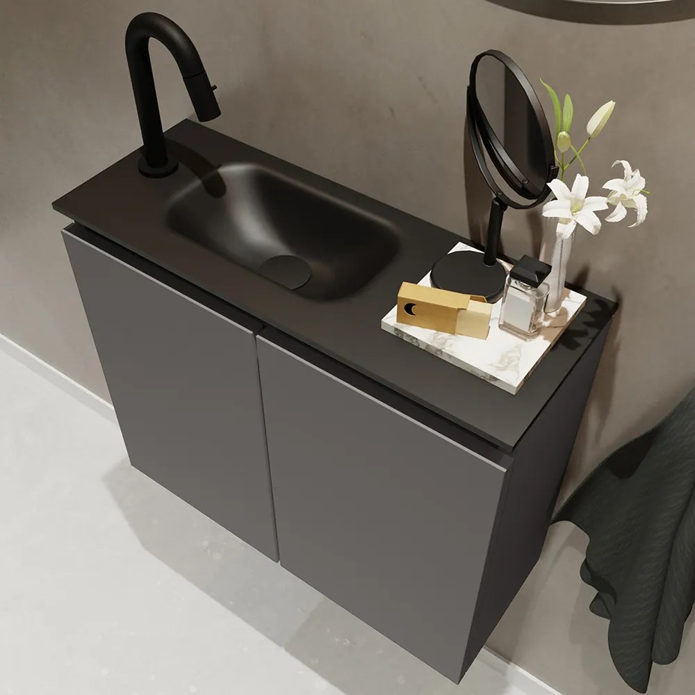 Mondiaz Ture 60cm toiletmeubel dark grey met wastafel urban links 1 kraangat