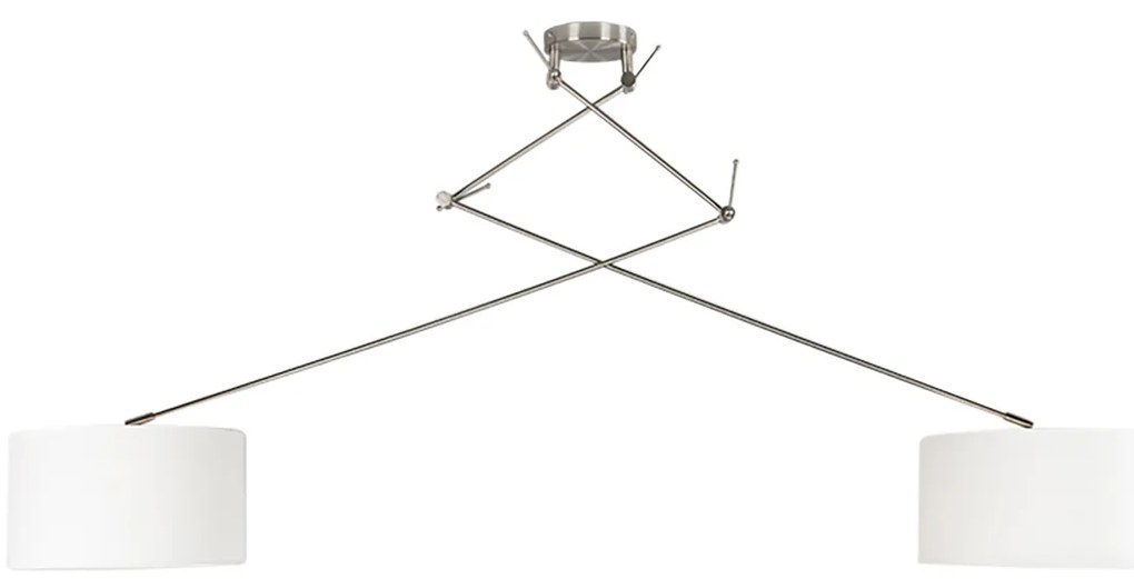 Smart hanglamp met dimmer staal met kap 35 cm wit incl. 2 Wifi A60 - Blitz Modern E27 rond Binnenverlichting Lamp