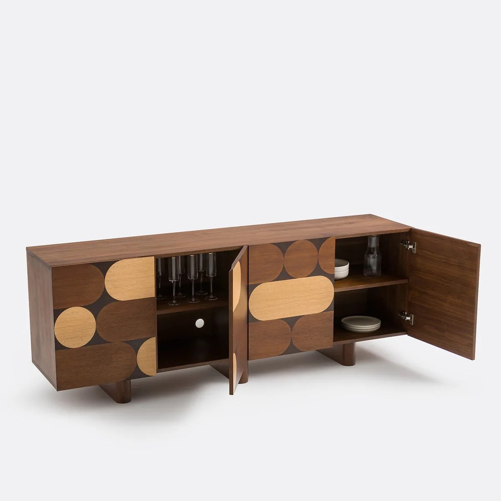 Vierdeurs buffetkast met notenhoutfineer, Pontez