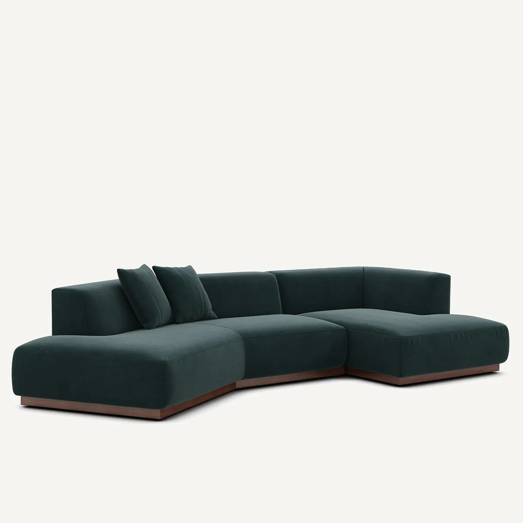 Rechter open hoekbank in fluweel, Jacopo