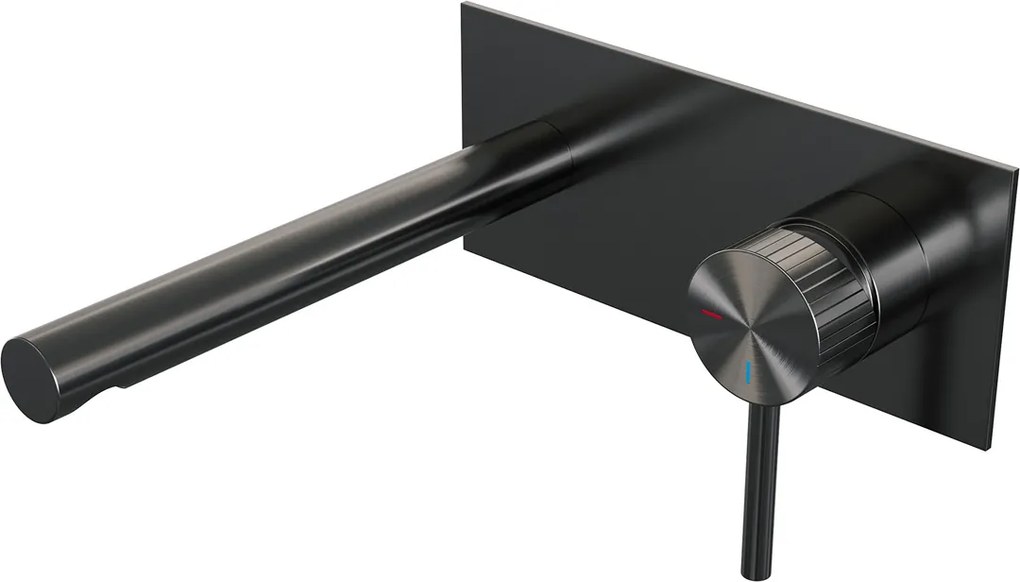 Brauer Stripe inbouw wastafelkraan ColdStart met rechte uitloop en afdekplaat model A1 gunmetal geborsteld PVD