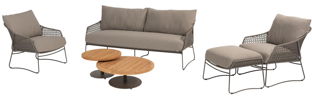 Moretti stoel bank loungeset 6 delig teak rope terre 4 Seasons Outdoor
