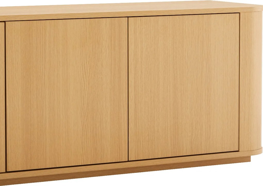 Eiken Tv-meubel Met Ronde Hoeken - 180x40x50cm.