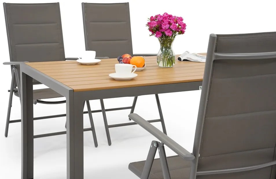 Verona Wood aluminium tuinset voor 4 personen Garden Point grijs
