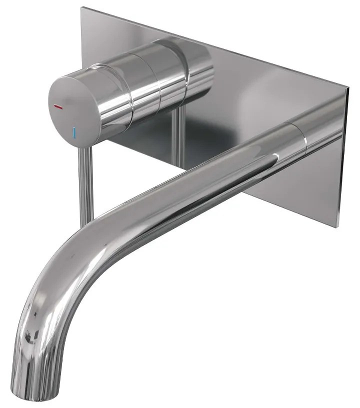 Brauer Chrome Edition ColdStart wastafelkraan inbouw gebogen uitloop met achterplaat model A2 chroom