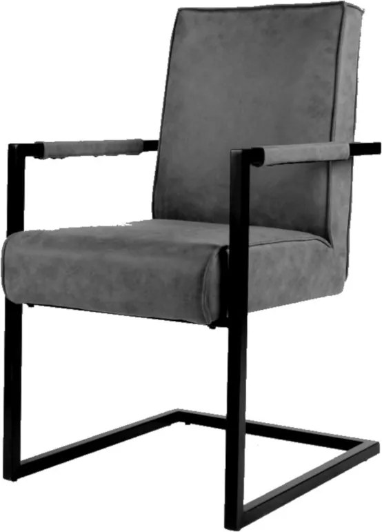 Eetkamerstoel - Andries - Lederlook Soft Antraciet - Met armleuning
