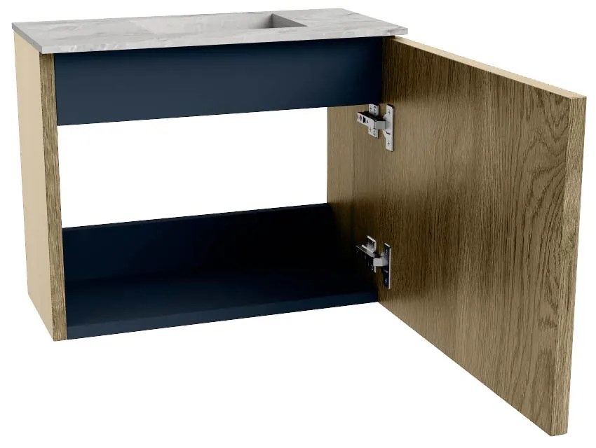 Mondiaz Joya DLux 50cm toiletmeubel dusk met wastafel faye rechts zonder kraangat glace