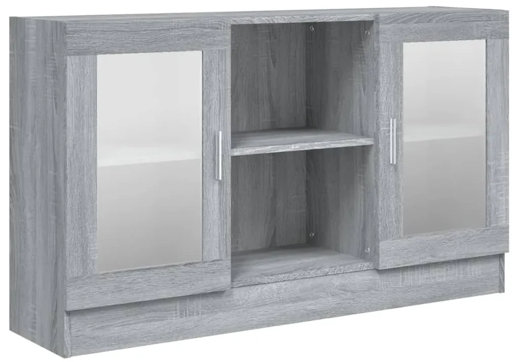 vidaXL Vitrinekast 120x30,5x70 cm bewerkt hout grijs sonoma eiken