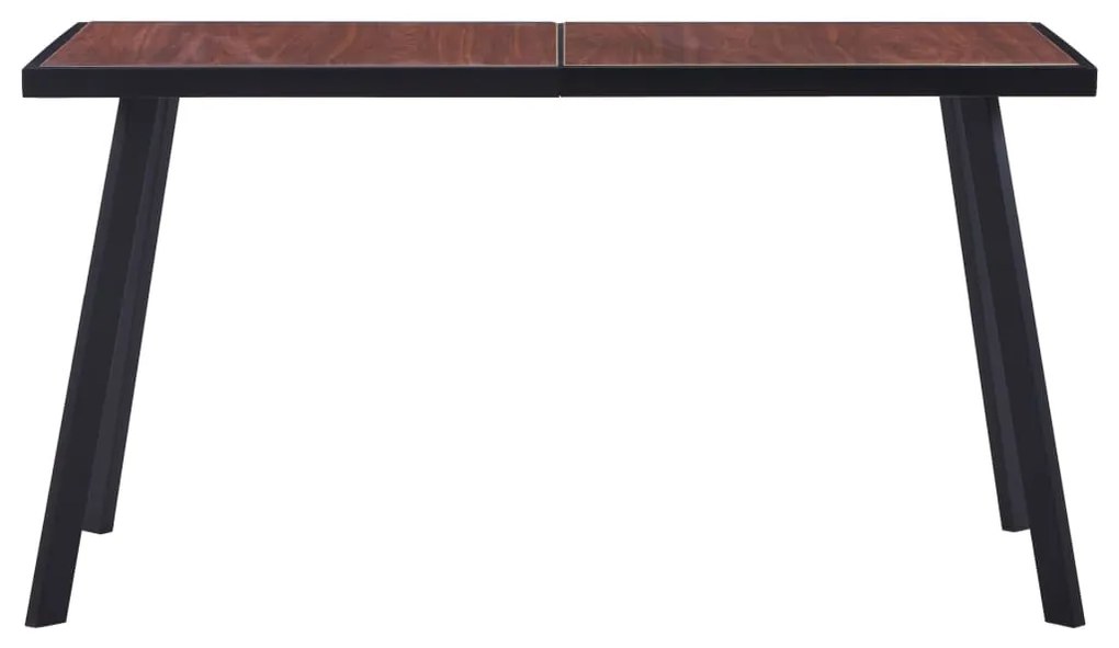 vidaXL Eettafel 140x70x75 cm MDF donkerhoutkleurig en zwart