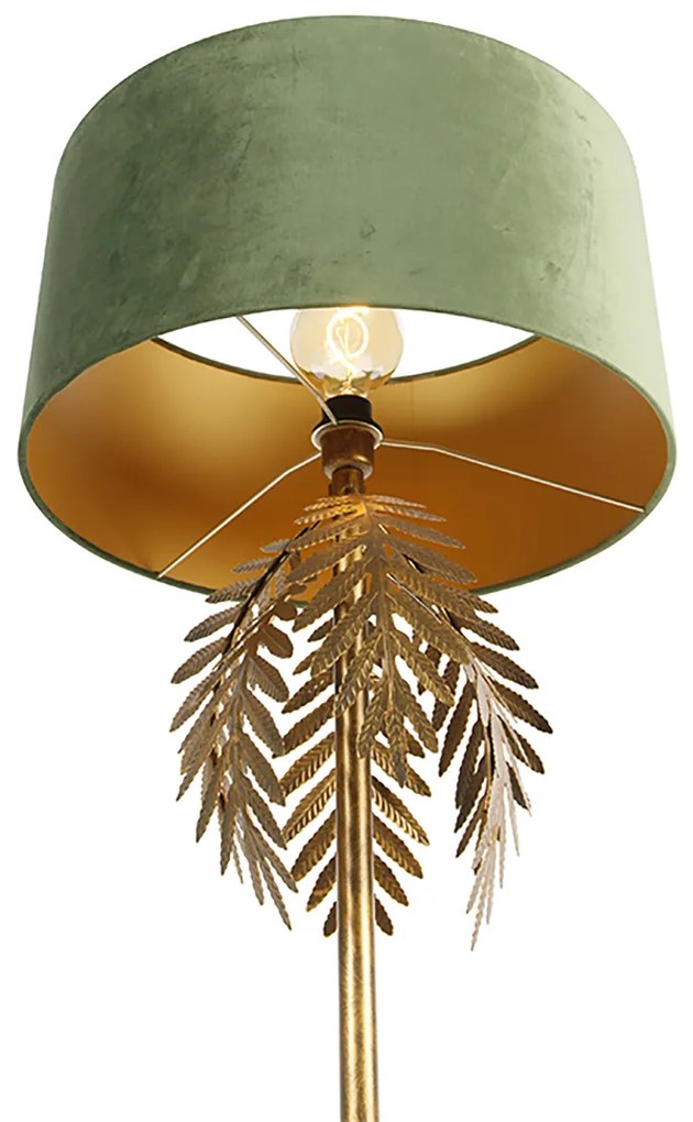 Smart vloerlamp met dimmer goud 145 cm met kap groen incl. Wifi A60 - Botanica Landelijk E27 Binnenverlichting Lamp