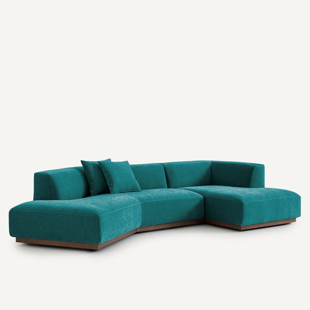 Rechter hoekbank in chenille fluweel, Jacopo