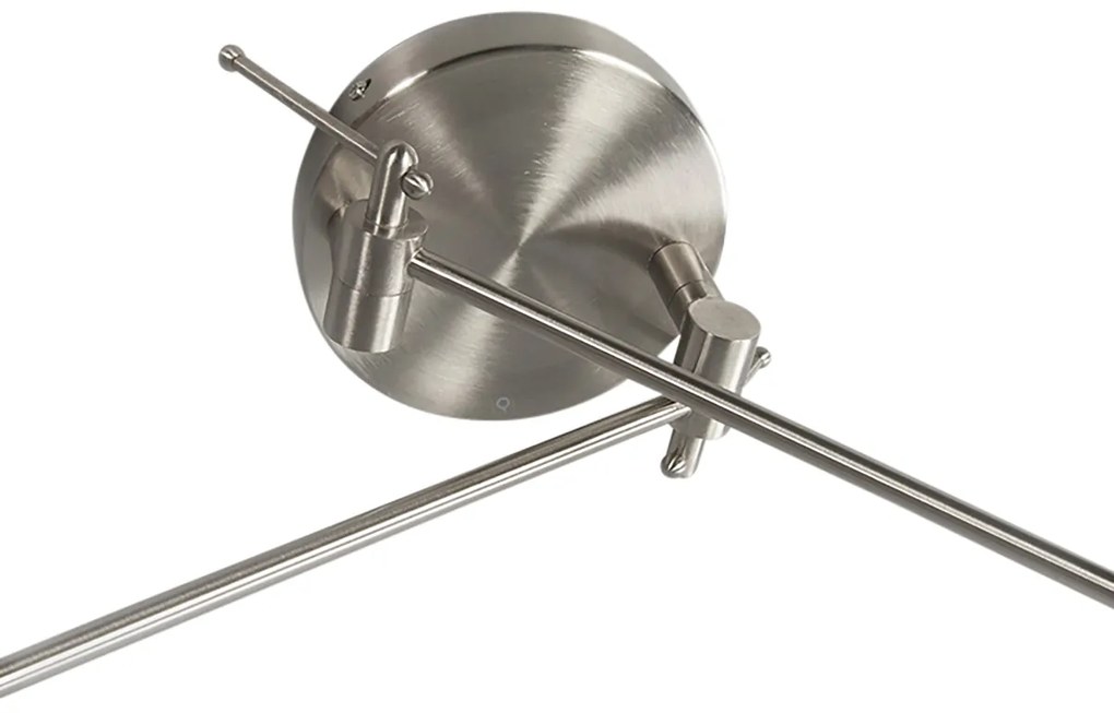 Hanglamp staal met kap 35 cm lichtgrijs verstelbaar 2-lichts - Blitz