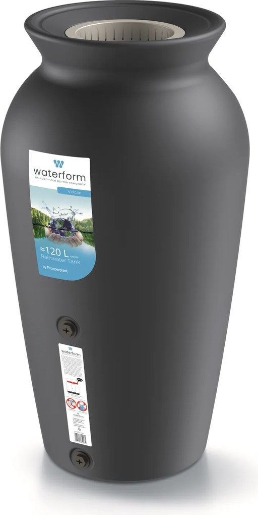 Prosperplast Velcan Regenvat 120 Liter -Ø 49 x H 90 cm - Antraciet - Compact&amp;Stijlvol