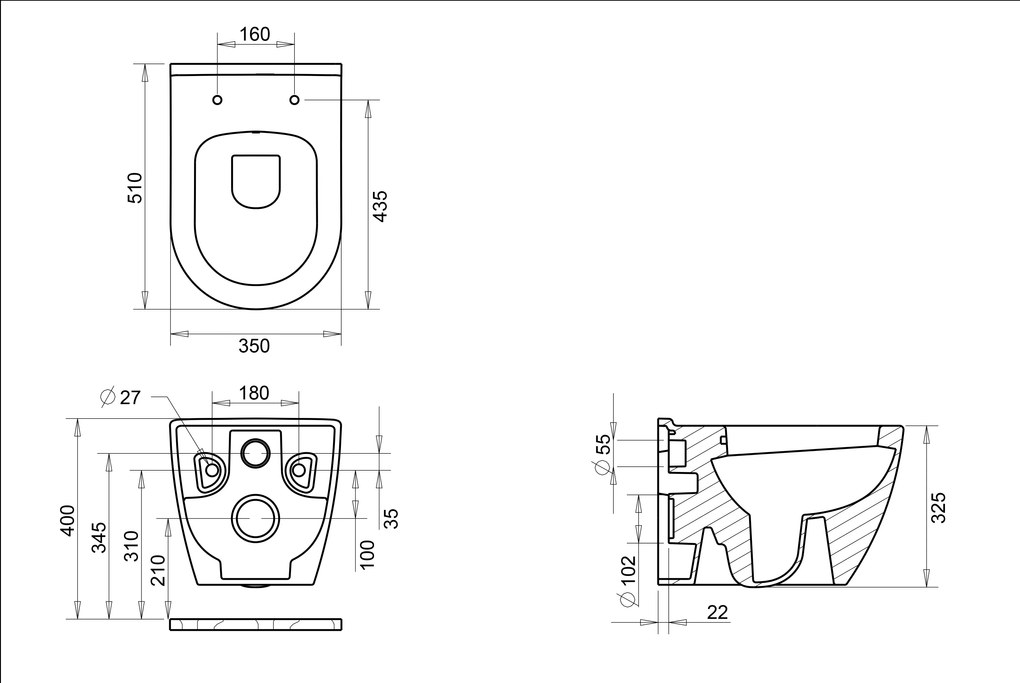 SaniGoods Elly toiletpot zonder zitting wit