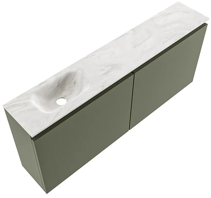 Mondiaz Ture DLux toiletmeubel 120cm army met wastafel ostra links zonder kraangat