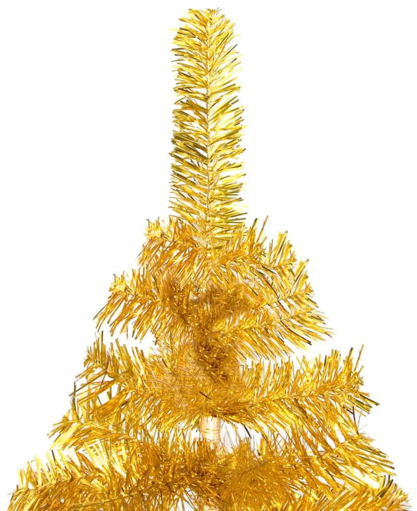 vidaXL Kunstkerstboom met LED's en kerstballen 120 cm PET goudkleurig