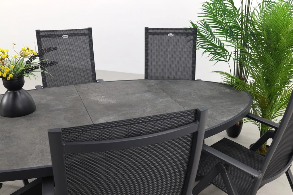 Hartman Napoli/Silva 240x115 cm. ovale tuinset - verstelbaar - 7-delig