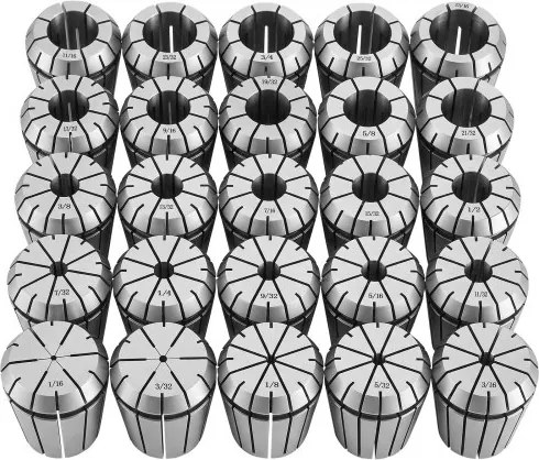 VEVOR ER32 spantangenset 1/16 inch tot 13/16 inch, 25-delig, voor frees- en boormachines, nauwkeurigheid van 0,0008 inch, CNC-spantangen met opbergdoos, gelegeerd staal