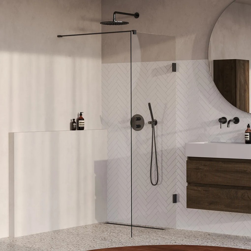 Brauer Void profielloze inloopdouche 80cm gunmetal geborsteld PVD