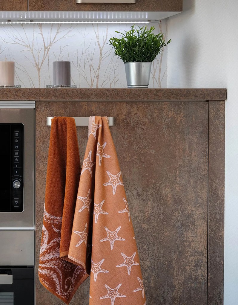 Keukendoek oceaan – 6 stuks – 50×50 – terracotta