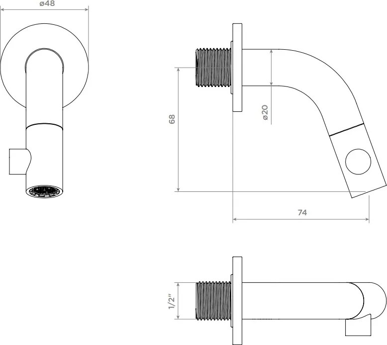 Clou Kaldur inbouw fonteinkraan 7.5cm gunmetal geborsteld PVD