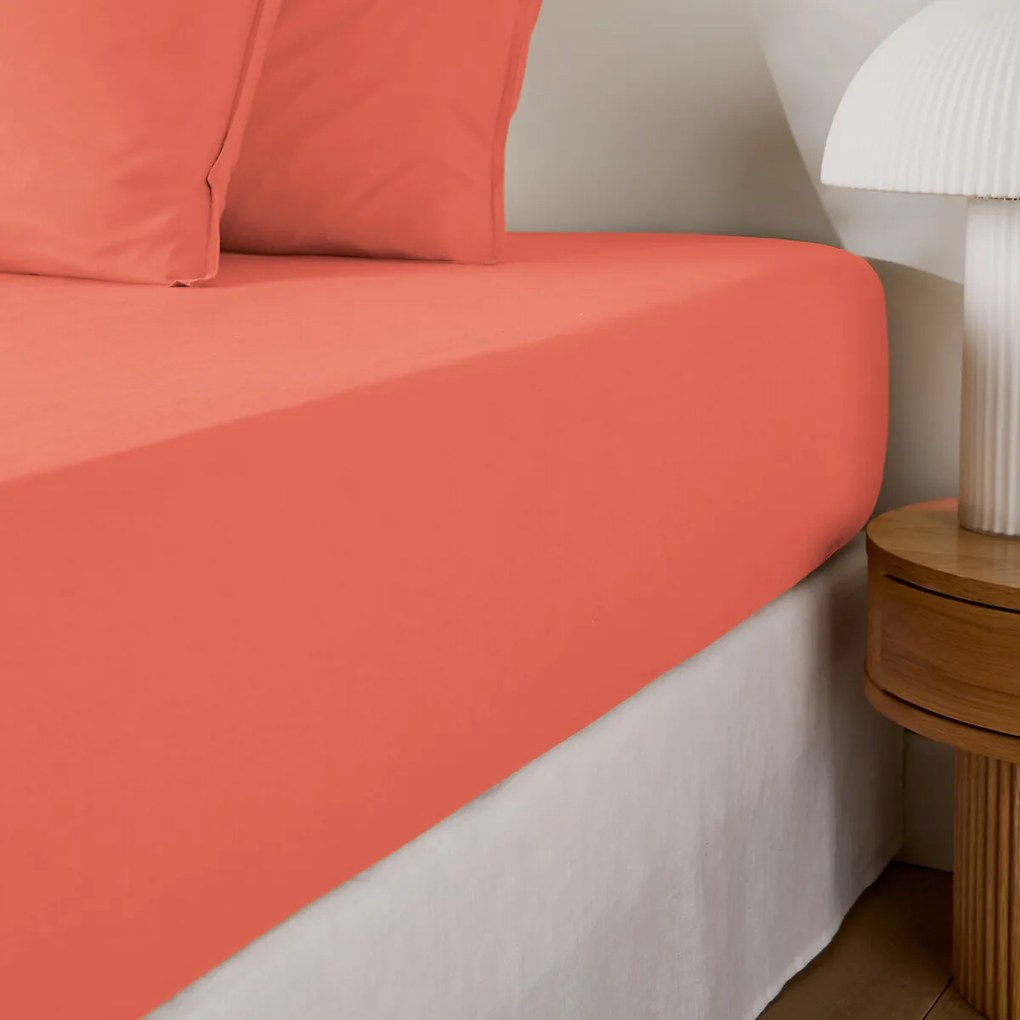 Effen hoeslaken in gewassen katoen, omslag 30 cm, Scenario