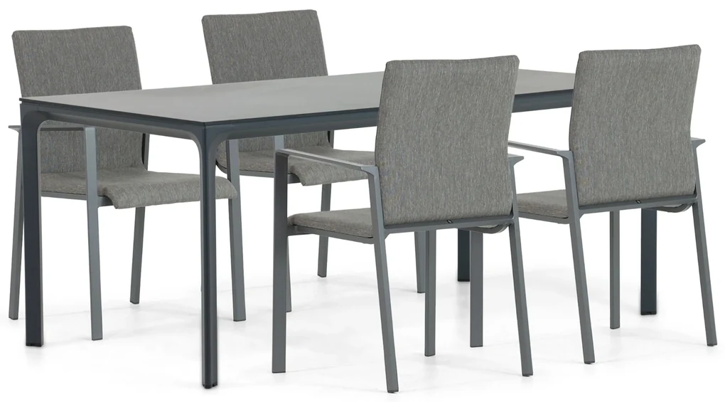 Tuinset 4 personen 180 cm Aluminium/textileen Grijs Lifestyle Garden Furniture Rome/Cesar
