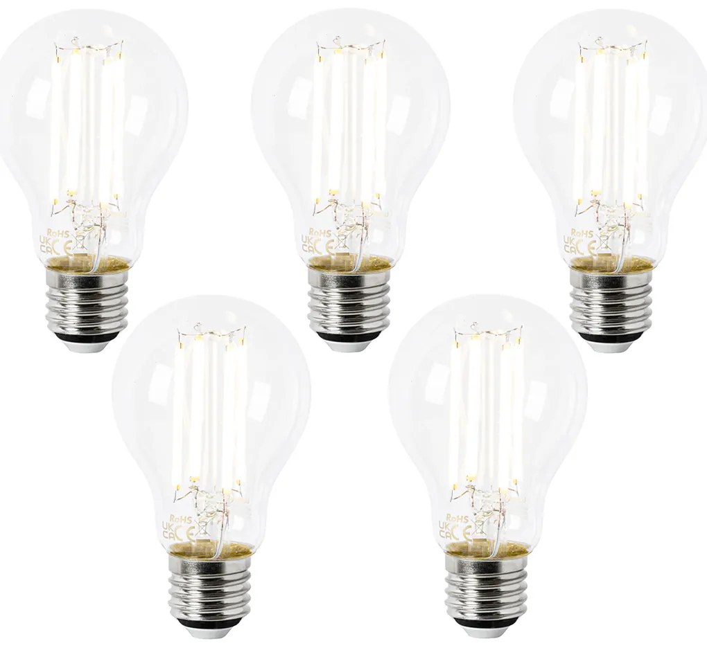 Set van 5 E27 LED lamp A60 helder 2,2W 470 lm 2700K
