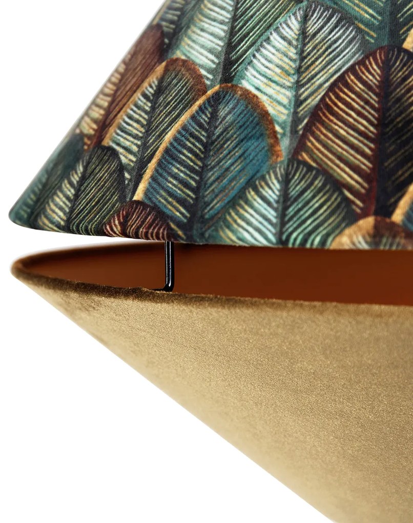 Booglamp messing met wit met dubbele velours kap blad dessin en beige - XXL Klassiek / Antiek, Modern E27 rond Binnenverlichting Lamp