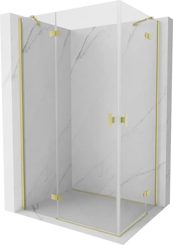 Mexen Mist-H Duo douchecabine draaibaar links 100 x 90 cm, transparant, geborsteld goud - 8A5-100L-090P-55-00
