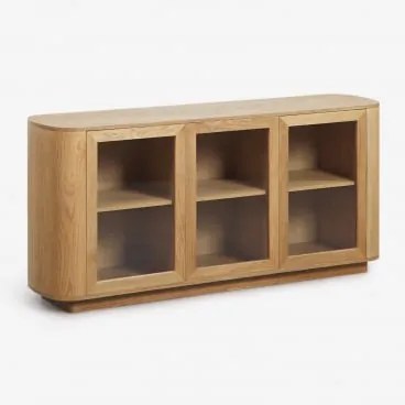 Dressoir 160x75 Cm In Mdf En Gehard Glas Walia Eikenhout - Sklum