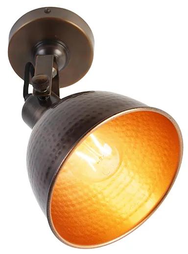 Industriële wandlamp brons met koper verstelbaar - Liko Industriele / Industrie / Industrial E27 rond Binnenverlichting Lamp