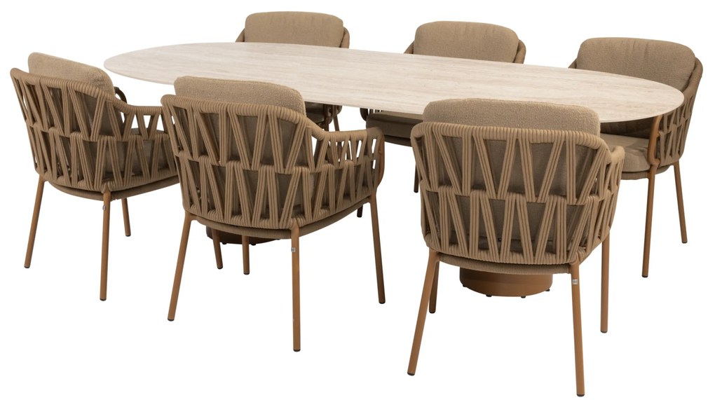 Colorado Biarritz dining tuinset 240x105xH75 cm 7 delig keramiek amber 4 Seasons Outdoor