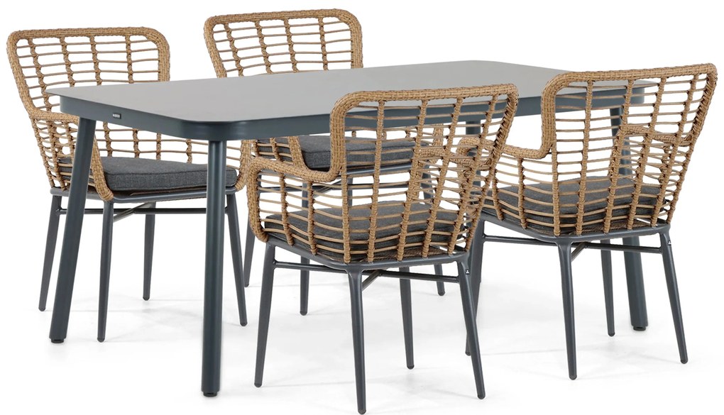 Tuinset 4 personen 160 cm Aluminium/wicker Taupe Lifestyle Garden Furniture Toledo/Tavano