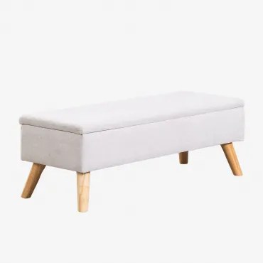 Adirane Gestoffeerde Opbergbank ↔︎ 140 Cm & Stof Crème Beige - Sklum