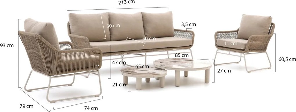 Stoel-bank loungeset Intenso  | 5 personen | Loungeset Beige | Rope (touw) | Kees Smit Tuinmeubelen