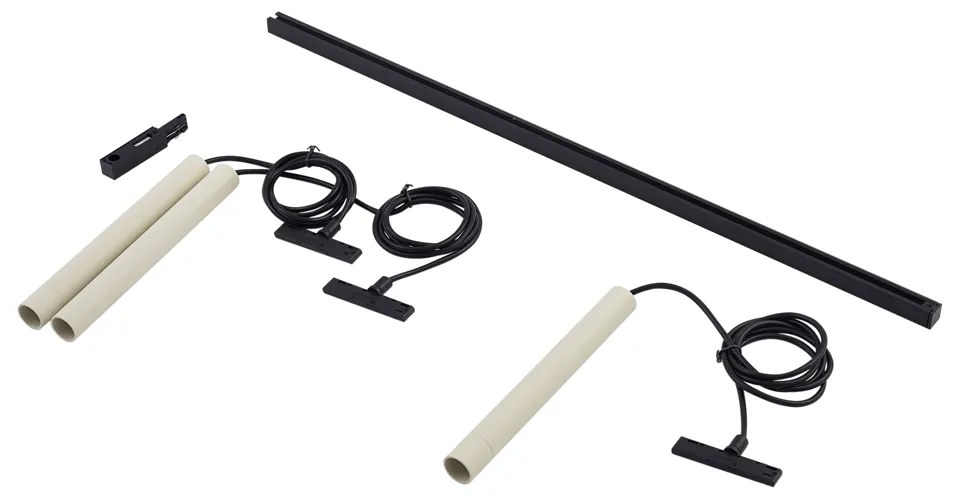 Modern railsysteem met 3 hanglampen beige met zwart 1-fase - Slimline Keno