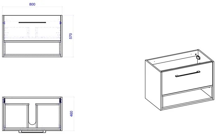 Comad Borneo Cosmos 821 FSC onderkast 80cm eiken/grijs