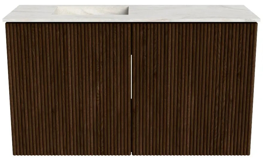 Mondiaz Joya DLux 70cm toiletmeubel walnut met wastafel faye links zonder kraangat ostra