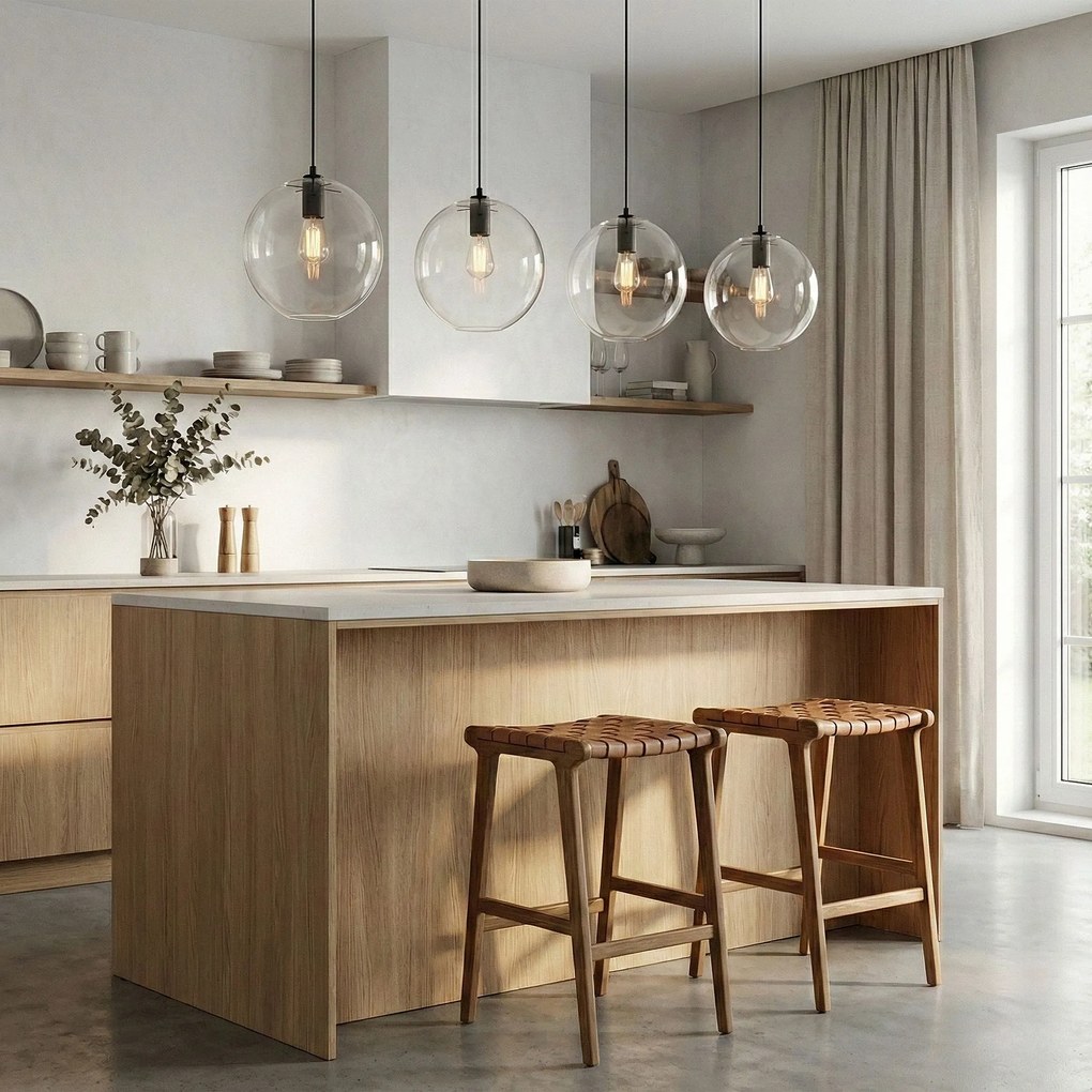 Hangende glazen plafondlamp Lassi Zwart 30 cm APP308-1CP