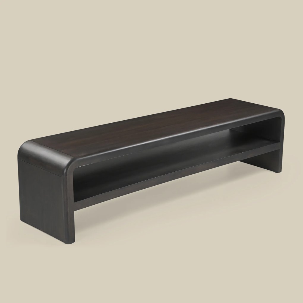 Open Tv-meubel Gebogen Hout - 180x45x45cm.