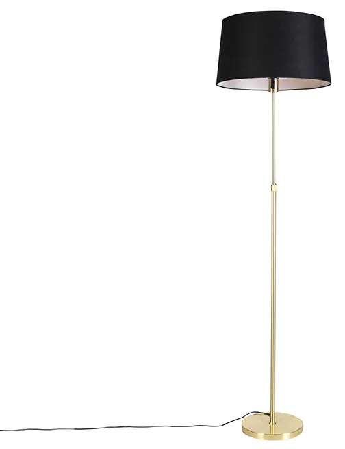 Vloerlamp goud/messing met linnen kap zwart 45 cm - Parte