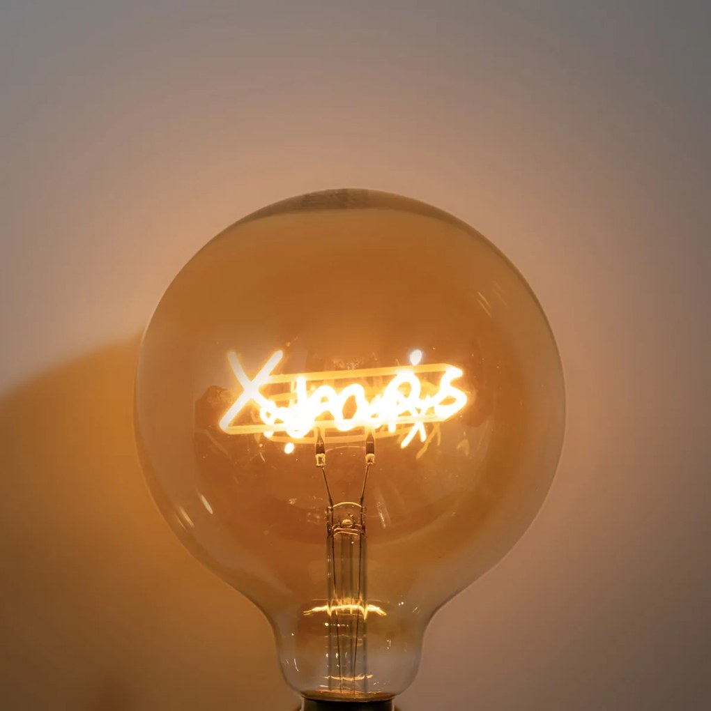 Kerst E27 LED lamp xmas filament G125 amber 1.8W 100 lm 1800K