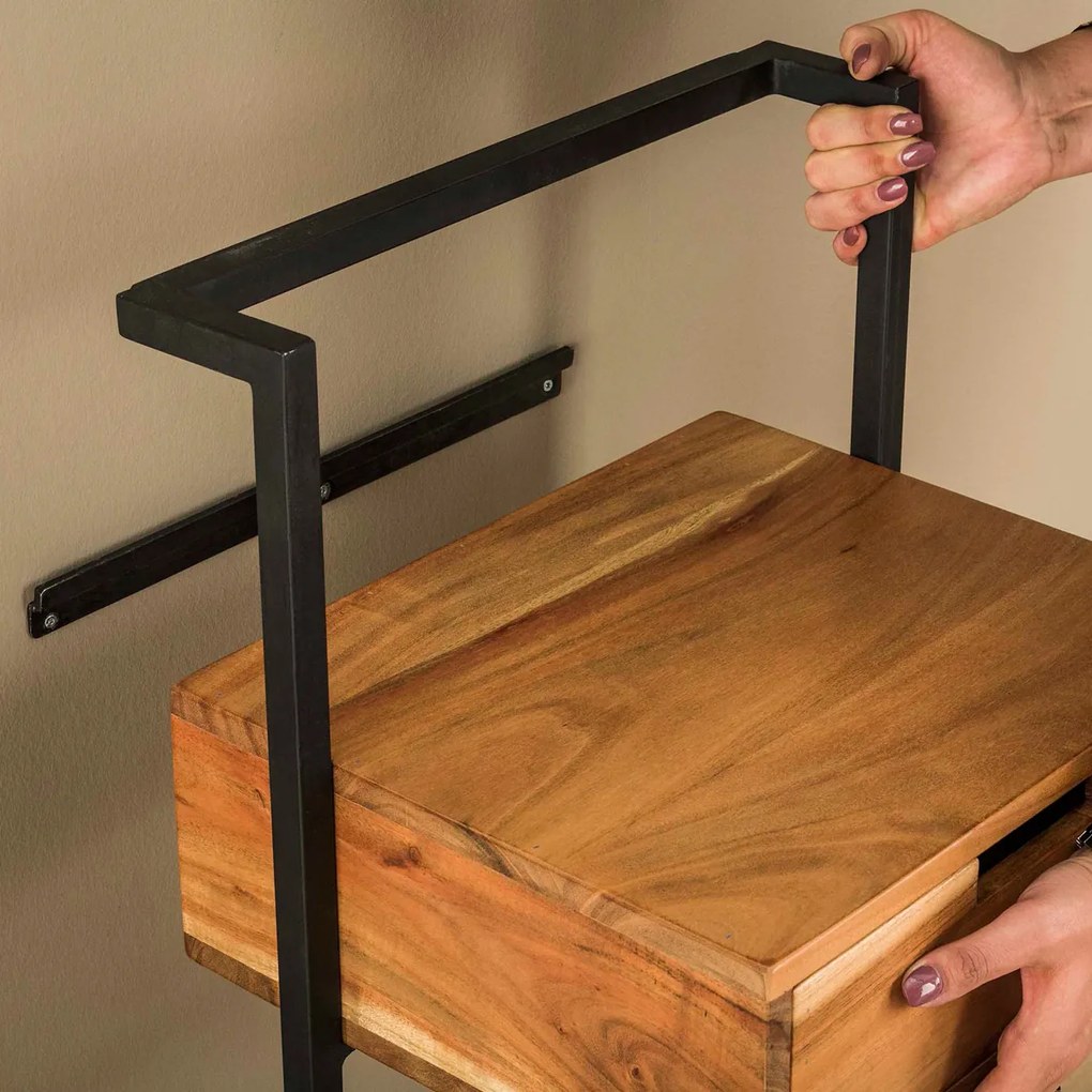 Hangend Nachtkastje Hout Licht - 44x35x45cm.