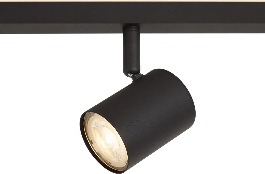 Moderne plafondspot zwart GU10 50mm 4-lichts incl. backlight en 3-way switch - Back Up